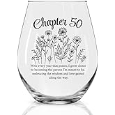 Perfectinsoy Chapter 50 Stemless Wine Glass, Time Commemoration 50th Wine Glass, Happy 50th Birthday Gifts for Friends Colleagues Sisters Brothers Mom Dad, Wine Glasses for Congratulation Party