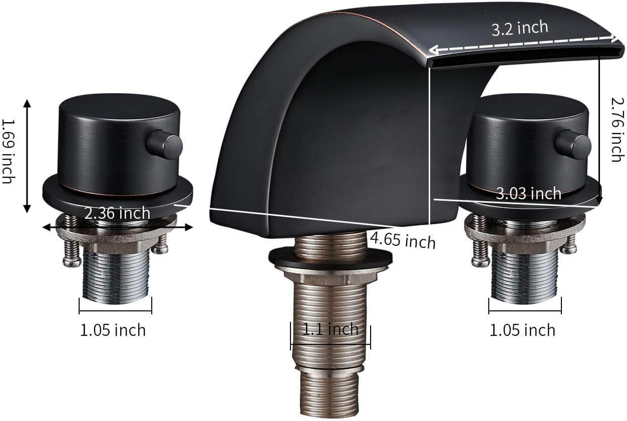 Homevacious Widespread Bathroom Sink Faucet Led Light Waterfall Oil Rubbed Bronze Bath Tub Garden 8-16 inch 2 Handles 3 Holes Black Commercial Lavatory Faucets Modern Contemporary Basin Mixer Tap - - 