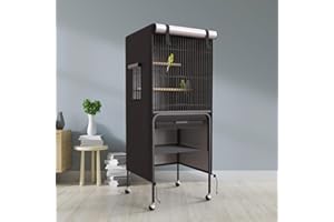 KNUTI Universal Bird Cage Cover Good Night Blackout Thin Lightweight Breathable Small Animal Cages Cover Pet Removable Durable Protector (Black, 60" H x 18" W x 18" L)