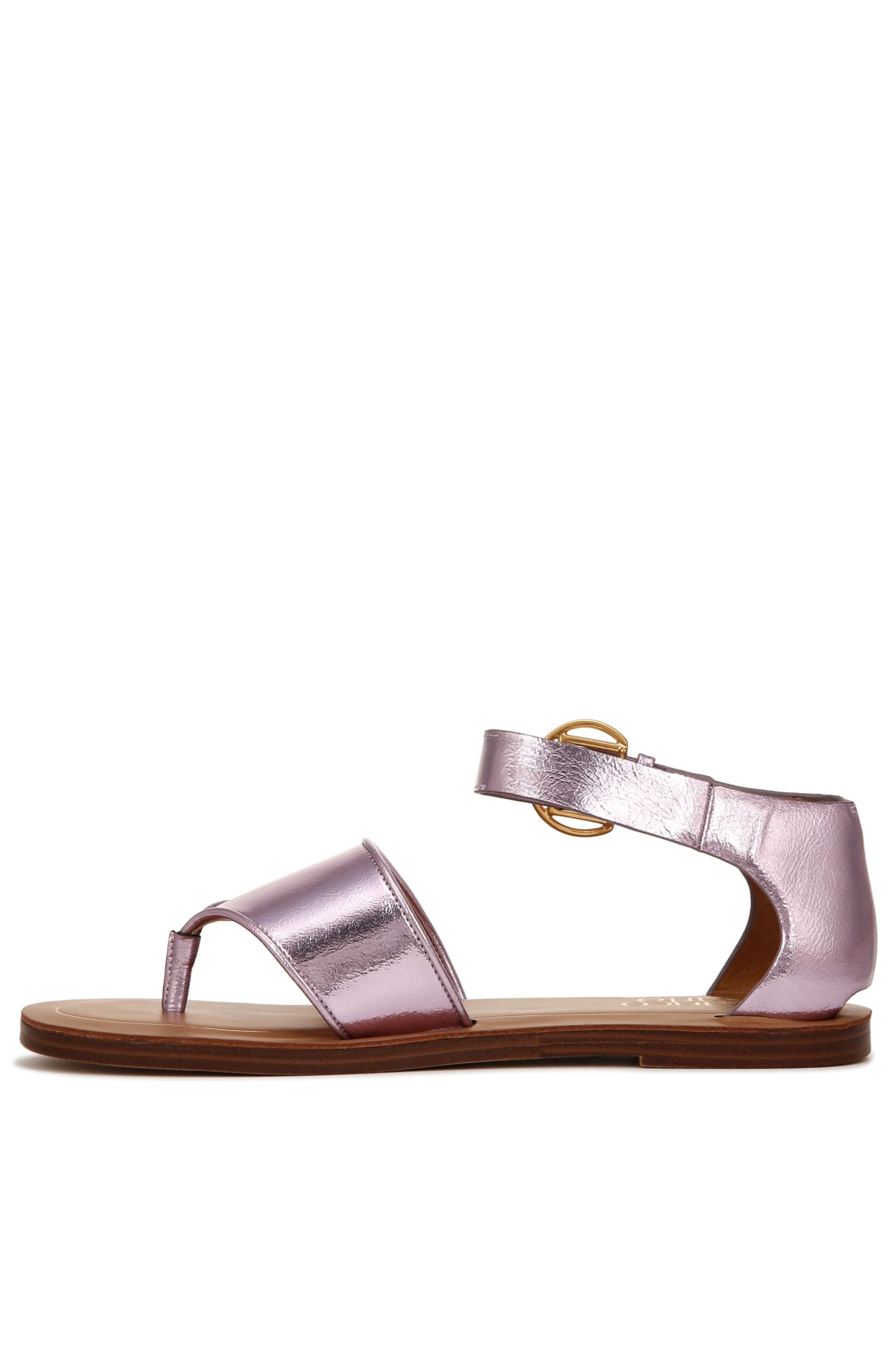 Photo 1 of Franco Sarto Womens Ruth Ankle Strap Thong Flat Sandal Light Pink Metallic 8.5 M