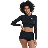 thumbnail image 2 of Body Glove Women's Mika Long Sleeve Crop Bikini Top - Keyhole Front Swimsuit With Ring Detail 2 of 13