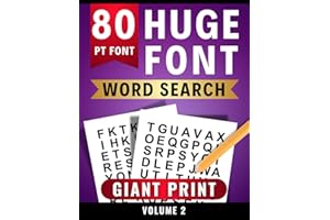 Huge Font Word Search Size 80 PT | Giant Print for Easy Reading and Low Vision | Volume 2: 50 Easy Relaxing Word Find Puzzles
