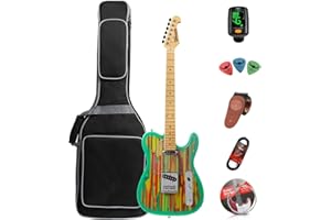 BENSSICA Electric guitar beginners beginners adult practice electric guitar advanced performance set professional grade-D170 (Green)