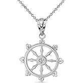 Religious Jewelry Sterling Silver Dharma Wheel Buddhism Symbol Dharmachakra Necklace