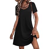 Summer Dresses for Women 2026 Casual Boho Maxi Criss Cross Shirt Dress Fashion Beach Vacation Clothes
