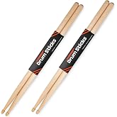 2 Pairs Drum Sticks 5A, Professional Classic Maple Wood Drumsticks, Wood Tip for Acoustic Drums or Electronic Drums, Adults, Kids and Beginners (2Pairs)