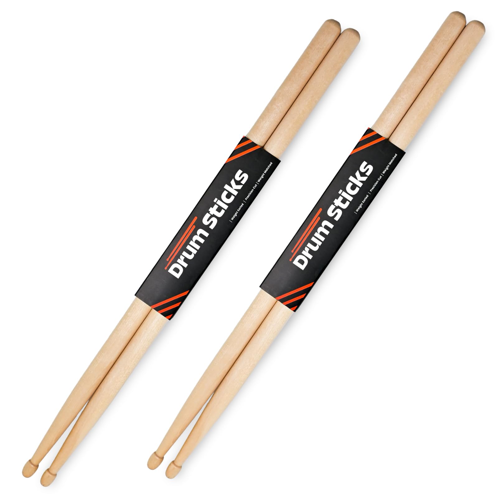 2 Pairs Drum Sticks 5A, Professional Classic Maple Wood Drumsticks, Wood Tip for Acoustic Drums or Electronic Drums, Adults, Kids and Beginners (2Pairs)