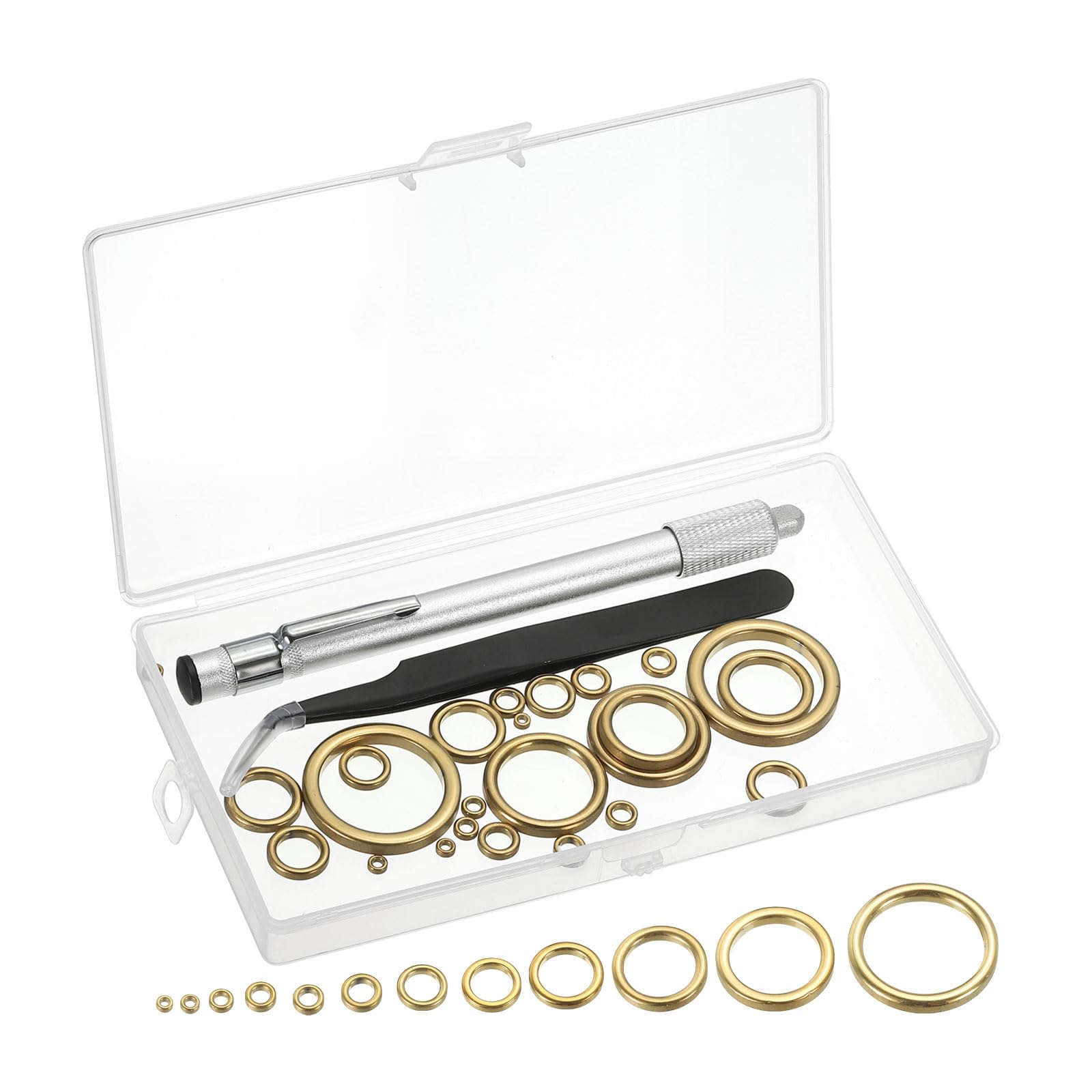 PATIKIL Fishing Rod Repair Kit 0.13-1.18in, 24Pcs 12 Size Ceramic Guides Ring Replacements Fishing Pole Eyelet Repair for Saltwater Freshwater, Gold