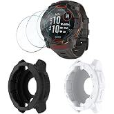 GKFJBD Suitable for Garmin Instinct 3 50mm Screen Protector &amp; Case Set， | Anti-Scratch HD Tempered Glass Protective Film and Silicone Soft Frame Case Cover (Pack of 3+2 )