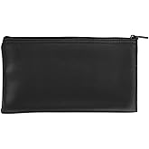 BankSupplies Reusable Deposit Bag | 11” W x 6” H | Vinyl Coating | Black | Double-Stitched Seams | Heavy-Duty Nylon Zipper | Leather-Like Textured Grain | Bank Bags with Zipper