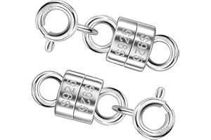 Serundo Auto 925 Sterling Silver Magnetic Necklace Clasps and Closures Min Magnetic Clasps for Necklaces Bracelets Chain Extender Connector for Jewelry Making Necklace 2Pack