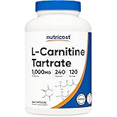 Nutricost L-Carnitine Tartrate 1,000mg, 240 Capsules - 500mg Per Capsule, 120 Servings