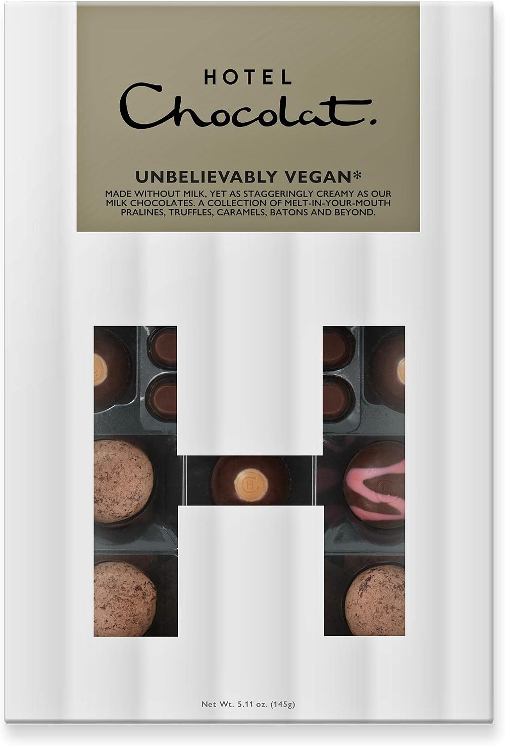 Hotel Chocolat Unbelievably Vegan H-Box 14 Cacao-Rich Chocolates 145g