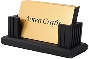 Modern Concrete Business Card Holder Desk - Aesthetic Fluted Minimalist Business Card Display Stand for Women & Men - Sturdy 