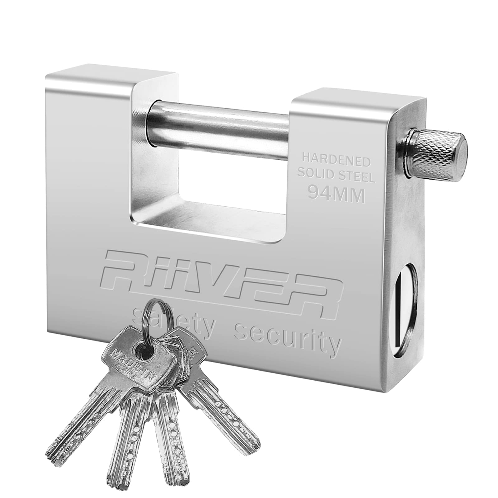 WAIZHIUA Padlocks with 4 Keys Heavy Duty Padlock, Weatherproof Outdoor Lock, Hardened Solid Steel Monoblock Ideal for Garage, Warehouse, Shipping Container, Shed, Chain, Gate