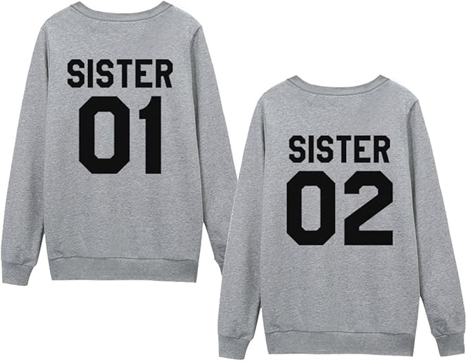 Sister Pullover Beste Freundin Fur Zwei Sweatshirt Best Friends Bff Pullis Madchen Teenager Weiss Hoodie Baumwolle Damen Buchstaben Geschenk 2 Stucke Grau Sister 01 Xl Sister 02 Xl Amazon De Bekleidung