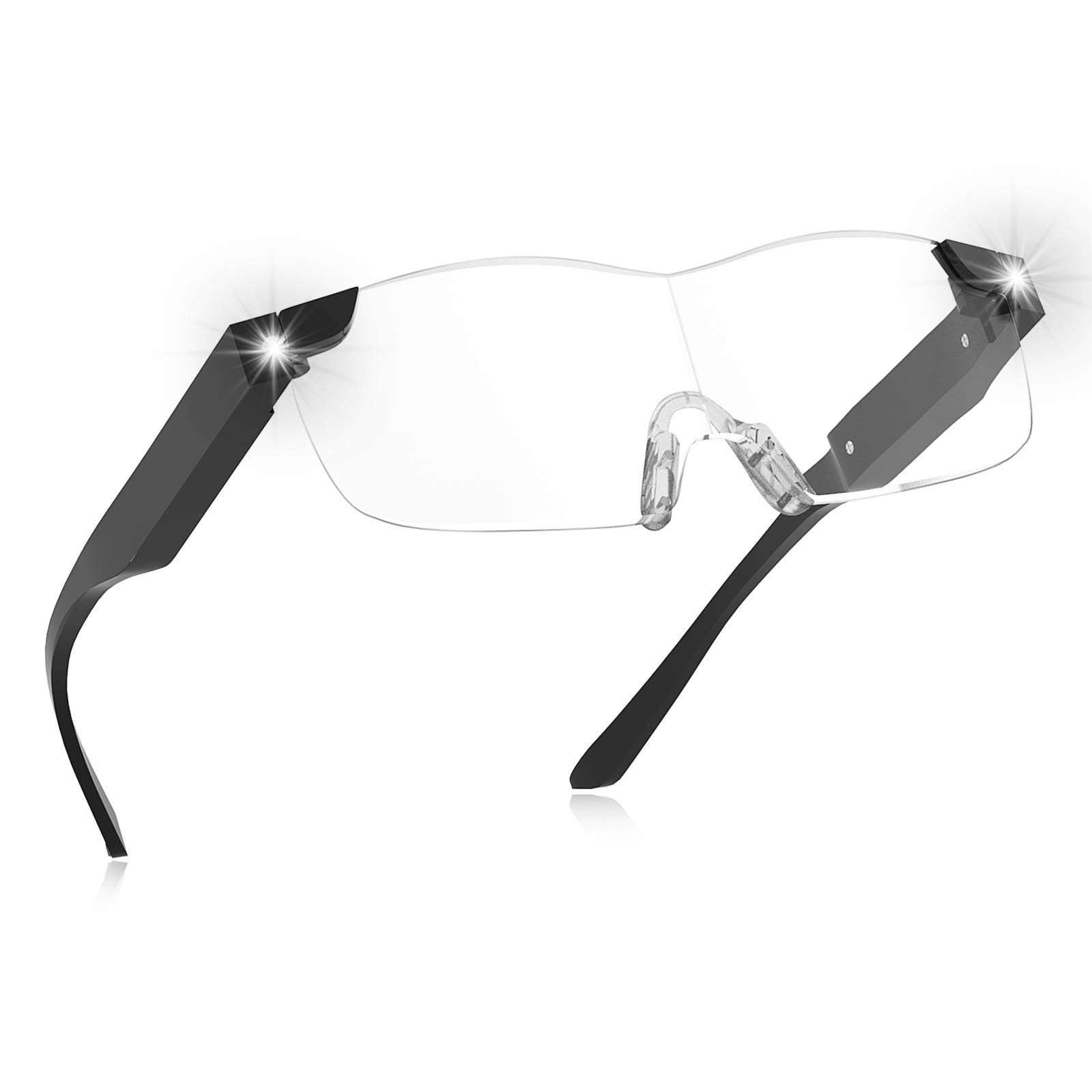 OKH Rechargeable Magnifying Glasses with LED Light,Hands Free 160% Magnifying Lighted Eyeglasses for Hobbies,Reading,Close Work
