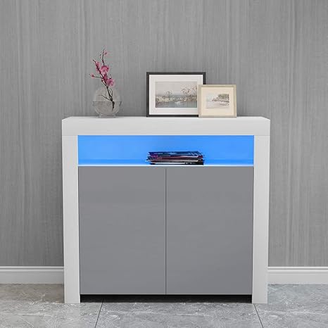 Pananahome Modern Sideboard High Gloss Doors Storage Cabinet