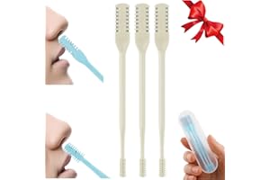 Zezzo 2-in-1 Nasal Hair Cutter, 2024 Upgraded Double Sided Nose Hair Trimmer for Men Women, Nostril Ear Hair Remover Tool with Cleaning Brushes, 360° Rotating Manual Nose Hair Trimmer (Beige 3Pcs)