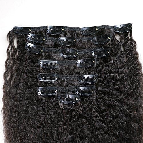 12inch Kinky Straight Clip In Human Hair Extensions 7A Italian Coarse Yaki Clip Ins Human Hair Brazilian Virgin Hair Clip In Extension 7pcs/lot,120gram/set