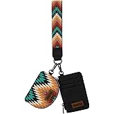 Montana West Wrangler Aztec Keychain Wristlet Wallets for Women Western Dual Pouch Wristlet Credit Card Holder Wallet with Zipper Pocket WG2211-W0051BK