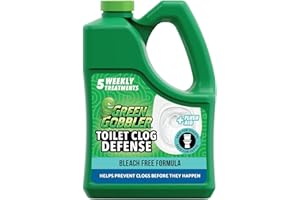 Green Gobbler Toilet Clog Defense - Coats Pipes to PREVENT Toilet Clogs and Improves Flush Performance - Safe for Septic - Great for Old Plumbing, Low & Slow Flow Toilets, 5 Treatments, 64 oz