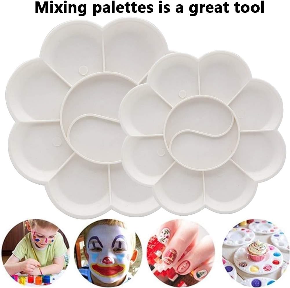 NALCY Paint Palette, Plastic Petal Paint Pallet White Mixing Palette for Finger Painting Poster, Acrylic, Water Colour Paint - Image 3