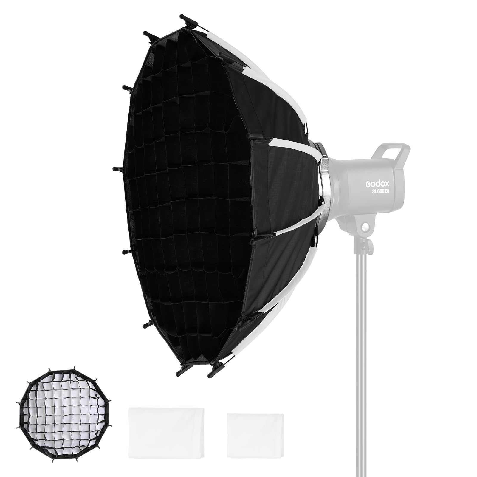 Soonpho 45 cm Wide Angle Parabolic Softbox Quick Release Softbox, Photography Studio Silver Wide Angle Soft Box for Bowens Mount MonoLight and Flash for GODOX for Neewer for Aputure