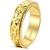 LYTTMAB Hammered Spinner Ring, Fidget Ring for Men, Anxiety Ring for Women, Hammered Ring