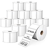 12 Rolls 2.25" x 1.25" Direct Thermal Labels, 12000 Labels 2-1/4x1-1/4 Barcode & Multipurpose Label,Self-Adhesive Address Shipping Stickers Compatible with Zebra, Rollo, Munbyn Thermal Labels Printers