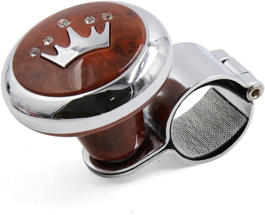 uxcell Brown Crown Pattern Design Steering Wheel Spinner Knob Power Handle for Auto Car: Automotive
