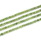 Adabele 15 Inch Natural Green Canadian Nephrite Jade Healing Gemstone 4mm x 3mm Tiny Small Faceted Round Rondelle Loose Beads Stone Spacer (135-145pcs) GK-B4