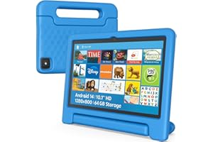 NOBKLEN 10.1" Kids Tablet Android 14 | 64GB Octa-Core 8GB RAM | Shockproof Case & Parental Control | 12H Fast Charge | HD Display w/Google Kids Space & Educational Apps | WiFi 6/Bluetooth/GPS | Ages 3-12