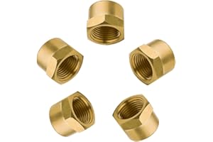 Legines Brass Pipe Fitting Cap 1/4" NPT Female Hex Head 1200psi High Pressure, 5pcs