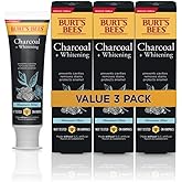 Burt's Bees Toothpaste, Natural Flavor, Charcoal with Fluoride Toothpaste, Mountain Mint, 3 x 4.7oz