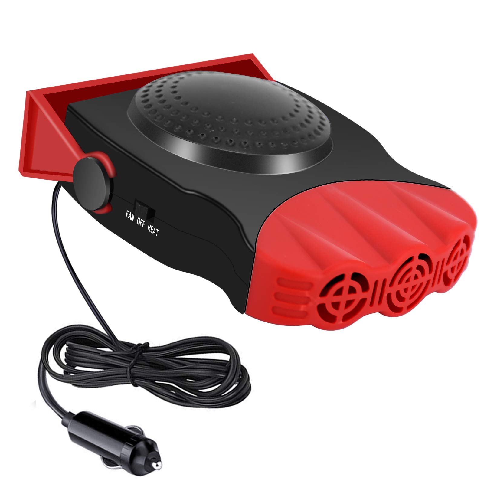 Car Heater, 12V 150W Portable Car Heater with Heating and Cooling 2 in 1 Modes for Fast Heating Defrost Defogger, Automobile Windscreen Fan in Cigarette Lighter (Red)