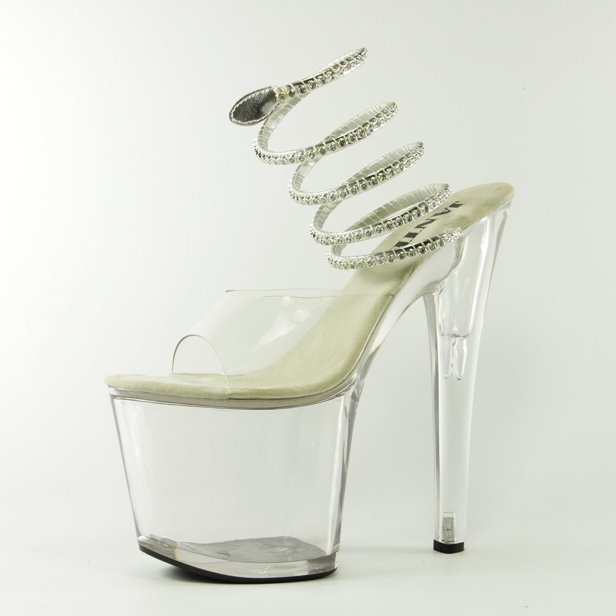 Women's Silver Platform High Heel Wrap Sandal Shoes - Size 8