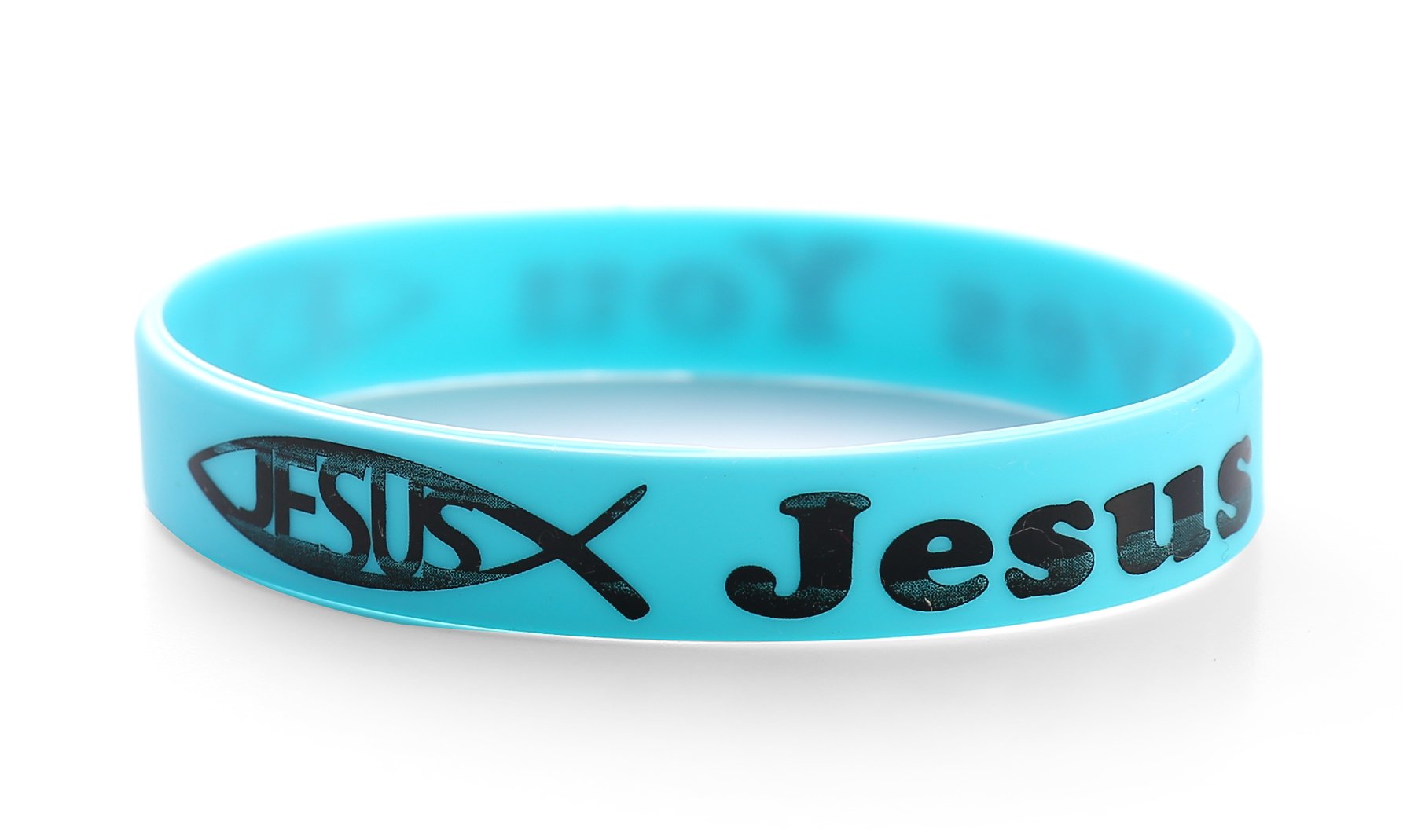 Komonee 1 x Jesus Loves You Blue Christian Silicone Wristband Rubber Band Bracelet Adult Teen Unisex