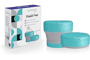 PurePail Go Portable Diaper Pail — Aqua — Superior Odor Control with No Added Fragrance — Collapses for On-The-Go — Compact & Space-Saving
