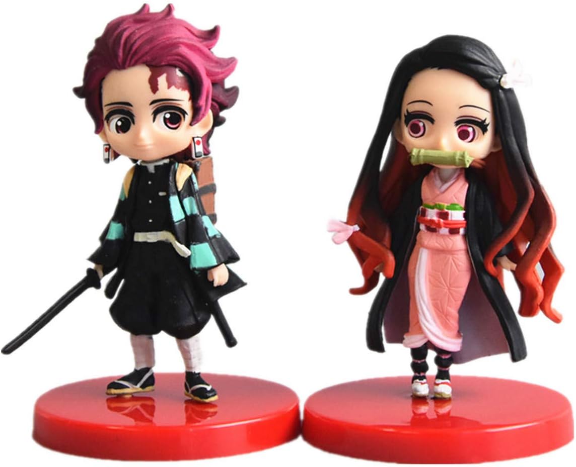 Demon Slayer: Kimetsu No Yaiba Kamado Tanjirou Nezuko Action Figure Statue Figurine Model Doll Cute Collection Birthday Gifts PVC 3-4 Inch 2 in 1