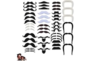 Fake Mustache,Granmagazz 48 Pcs Fake Beard, Face Mustaches Novelty Self Adhesive Mustaches, Self Adhesive False Beard Mustach