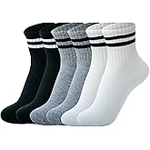 MZLIU Women Striped Socks Soft Cotton Ankle Socks 6 Pairs
