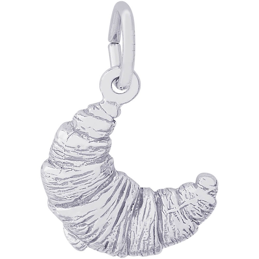 Rembrandt Charms Sterling Silver French Croissant Charm on a 16, 18 or 20 inch Rope, Box or Curb Chain Necklace