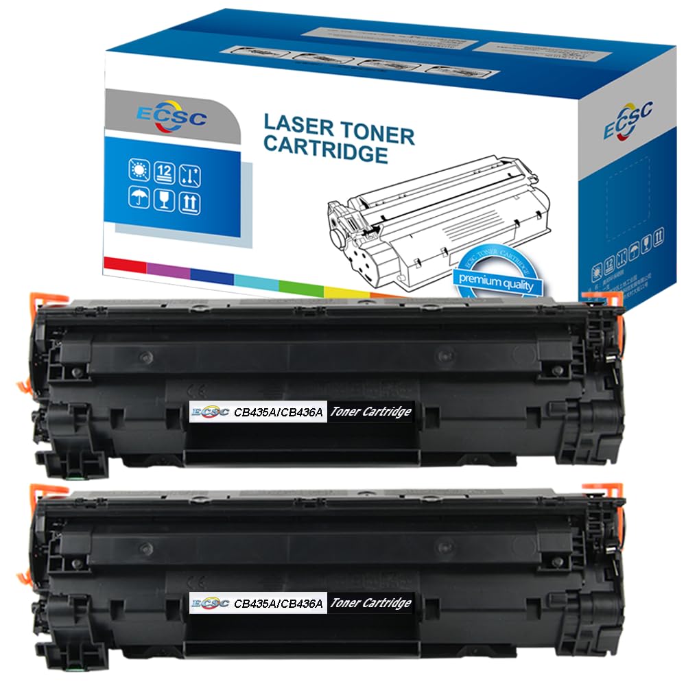 ECSC Compatible Toner Cartridge Replacement for HP LaserJet P1005 P1006 P1007 P1008 P1009 CB435A/CB436A (Black, 2-Pack)