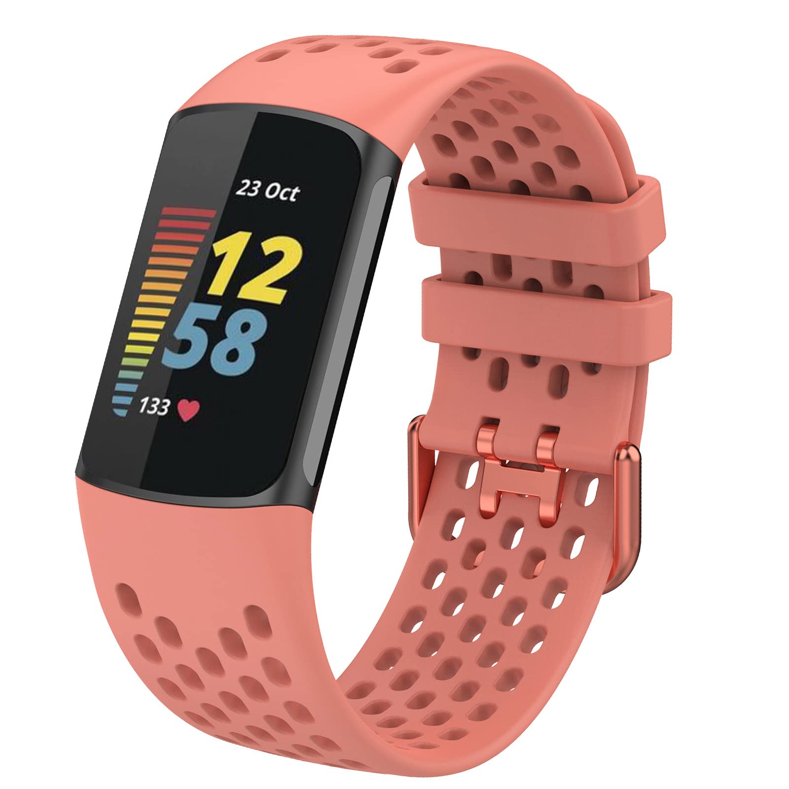 FunBand Strap Compatible with Fitbit Charge 5 Armband, Weiches Silikon Sport Atmungsaktives Ersatzband Verstellbares Uhrenarmband Strap Compatible with Fitbit Charge 5 Activity Tracker, Dunkelblau