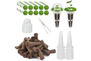 AKSIQEE 107pcs Seed Pod Kit for Aerogarden, Hydroponics Garden Accessories for System Compatible with Hydroponics Supplies from All Brands, 32 Grow Sponges, 12 Plant Baskets & Domes, 50 Pod Labels, 1 Tweezer