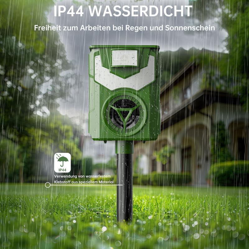 Ultrasonic Cat Repellent, Solar and USB Animal Repellent, IP54 Waterproof Outdoor Cat Repellent with LED Flame Light and Detector for Cats Dogs Mice Raccoons Birds