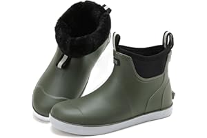 RIUETAR Men's Deck Boots Waterproof Fishing Rain Boots, Anti-Slip Rubber Boots Ankle Booties, High-Performance Footwear Chelsea Boots for Gardening Boating Camping Sailing