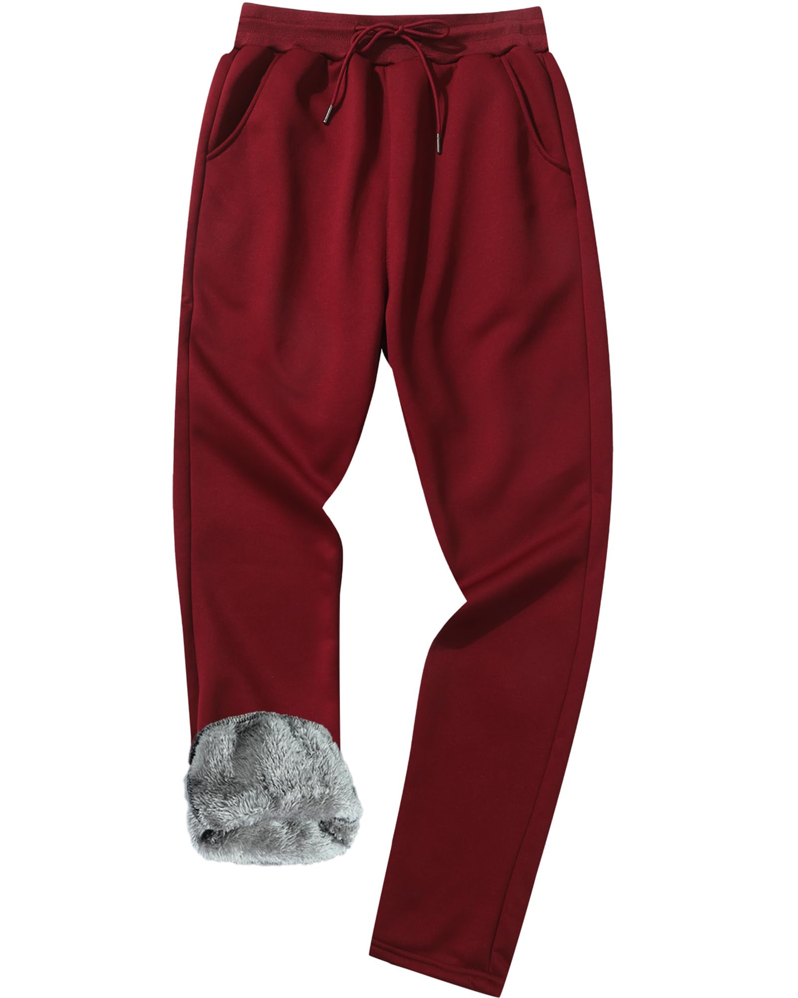 GXAMOY Men's Winter Fleece Pants Sherpa Lined Sweatpants Active Warm Thick Jogger Pants Burgundy(906) M Image