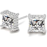 ADAIER Hypoallergenic Cubic Zirconia Stud Earrings for Women & Men 24K Gold Plated Sterling Silver Post, Big Brilliant CZ Simulated Diamond Halo Studs Sensitive Ear Friendly Fashion Jewelry Gift (SE-3003)